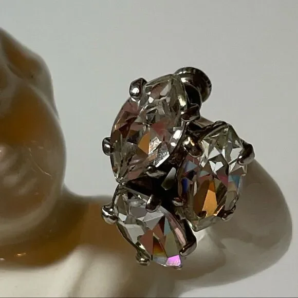 Sterling rhinestone vintage clip earrings